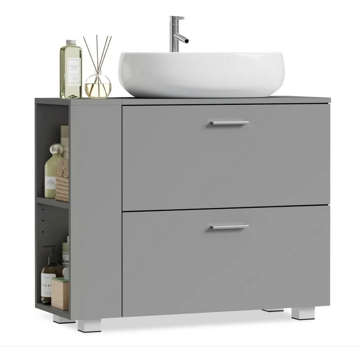 VASAGLE Waschbeckenunterschrank Badschrank offene Fächer an einer Seite, rechts oder links austauschbar – Bild 1