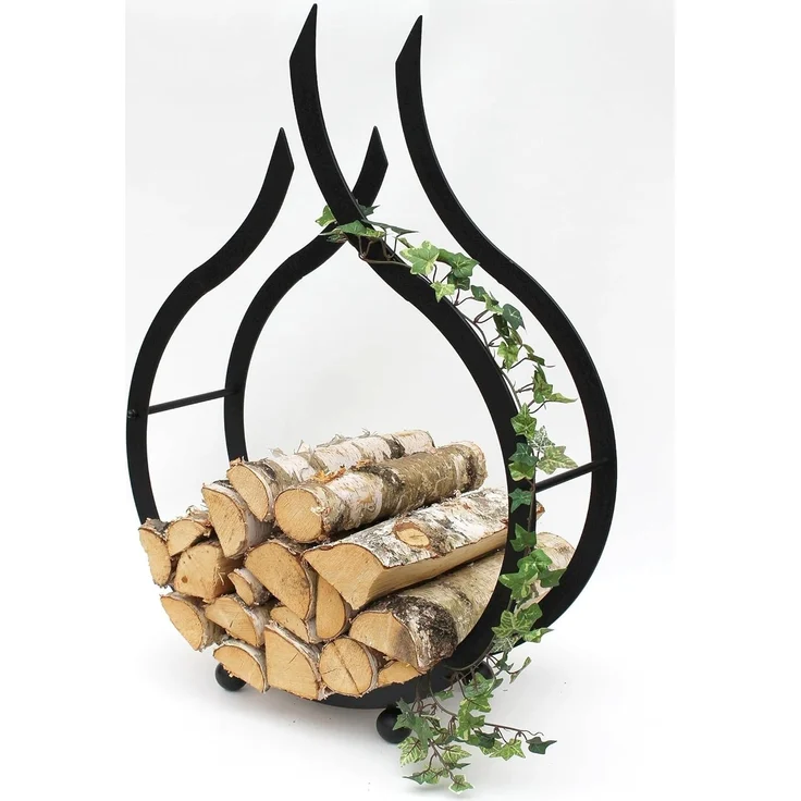 Kaminholzregal Flamme Kaminholzständer 78 cm Holzkorb Kaminholzhalter Holzregal – Bild 8