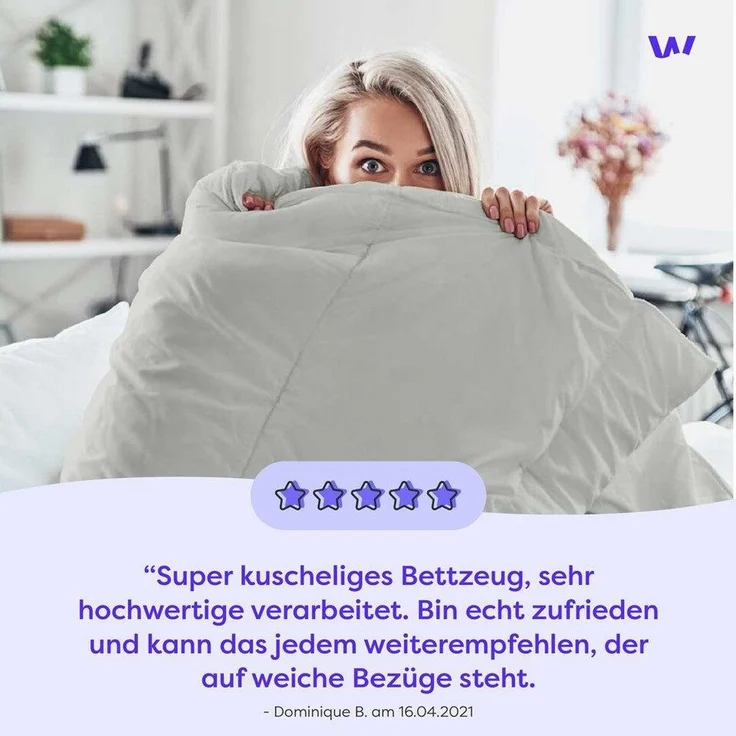 Wolkenfeld Bettwäsche Allergiker Bettwäsche, unfassbar weich, Mikrofaser, 3 teilig, 135x200 cm, 155x220 & Übergrößen I inkl. Kissenbezüge 80x80 I 2-farbig – Bild 3