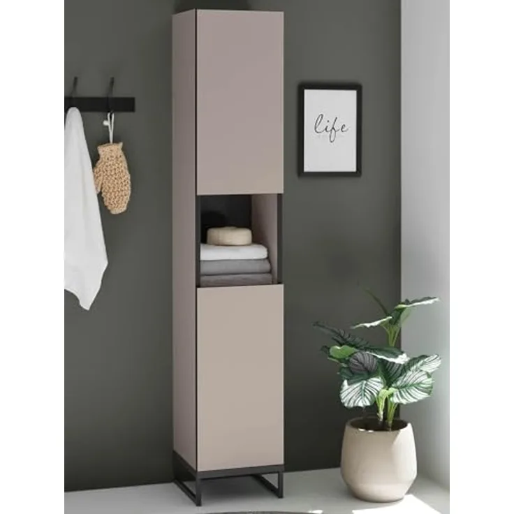 moebel-dich-auf Hochschrank VENEZIA (schmaler Badezimmer Wandschrank in kaschmir 30 cm breit)