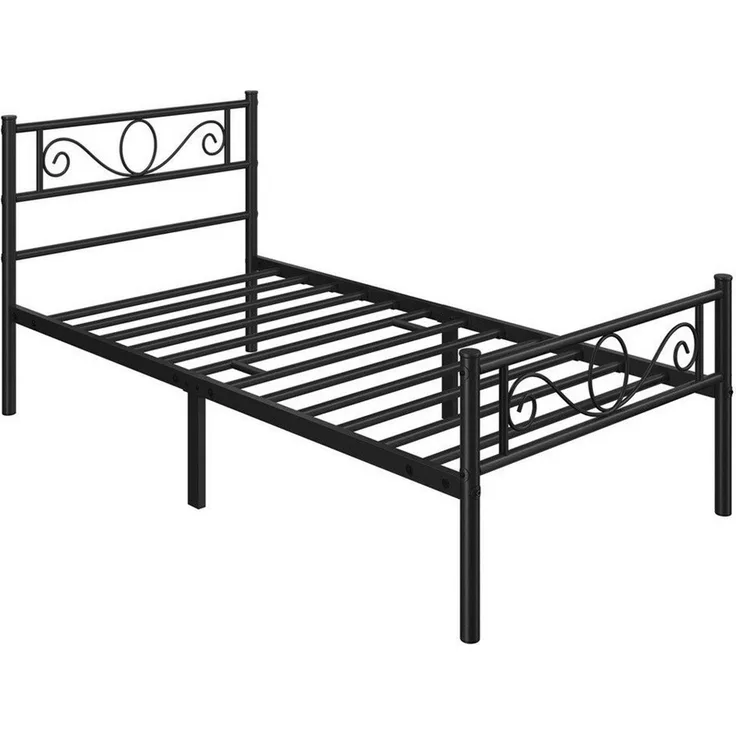 Yaheetech Bettgestell Metallbett mit Kopfteil, Einzelbett/Doppelbett Metallbettrahmen, 90-160 cm (B)