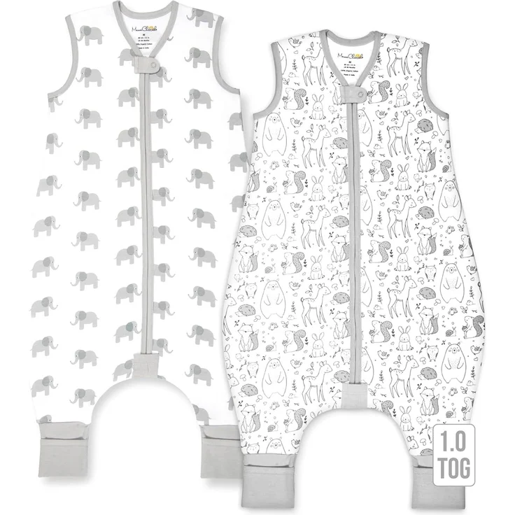 Mama Cheetah Toddler Schlafsack mit Füßen in 1,0 Tog Bio-Baumwolle für Jungen und Mädchen, Baby Schlafsack mit Beinen und 2-Wege-Reißverschluss, Early Walker Medium – Bild 1