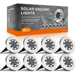 FLOWood Solar Bodenleuchte Solarleuchte für Garten Solar Außenleuchte 8 LEDs wasserdicht Edelstahl + Kunststoff 8 Stk [Energieklasse A+]
