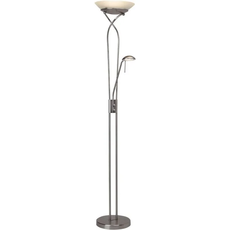 Ollie LED Deckenfluter mit Lesearm, silber, dimmbare Stehlampe, 120 cm hoch