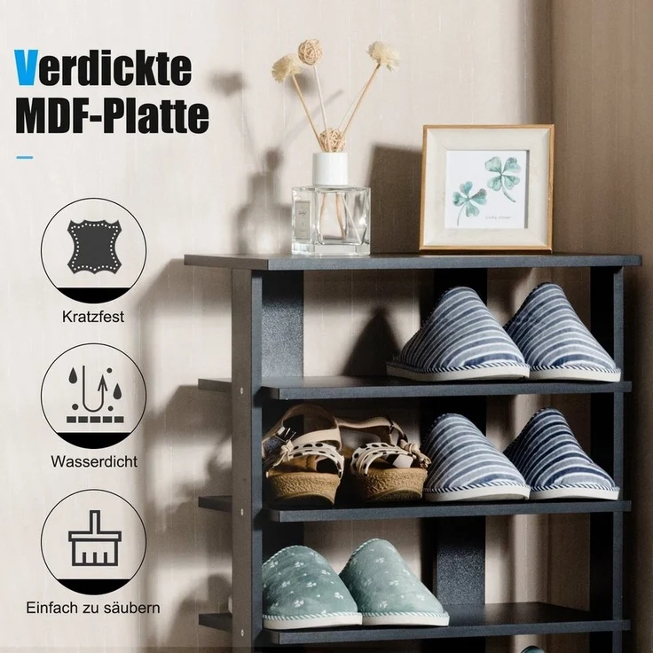 COSTWAY 7-St?ckiges Schuhregal, Moderne Schuhablage mit unterschiedlichen Regalh?hen & Stabiler quadratischer Basis, Platzsparender Schuhst?nder aus Holz für Eingang Flur Wohnzimmer – Bild 3