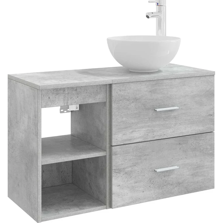 vidaXL Badezimmerschrank-Set 2 stk. Betongrau 79,5 x 35 x 80 cm 3403867 – Bild 2