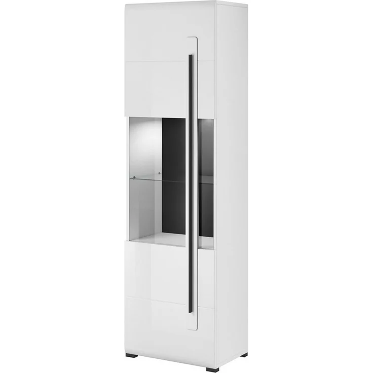 Lomadox Wohnzimmer-Set TURDA-83, (Mega-Spar-Set, 6-St, Couchtisch Highboard Lowboard Sideboard Vitrine Wandregal), weiß Hochglanz modern Metallgriffe Softclose-Türen Beleuchtung – Bild 3