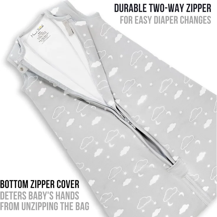 Baby Schlafsack 1.0 TOG, Bio-Baumwolle Baby tragbare Decke mit Zwei-Wege-Reißverschluss, Swaddle Transition, All-Season Schlafsack für Neugeborene Kleinkind Kleinkind Junge Mädchen, 2-Pack, 6-12 Monat – Bild 2