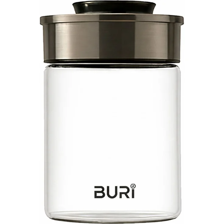 BURI Vorratsglas Vakuumglas 6er Set 1000ml | Vorratsdosen Glas mit Edelstahl Deckel & Vakuum Klick-Mechanismus | Luftdicht mottensicher auslaufsicher stapelbar spülmaschinenfest – Bild 2