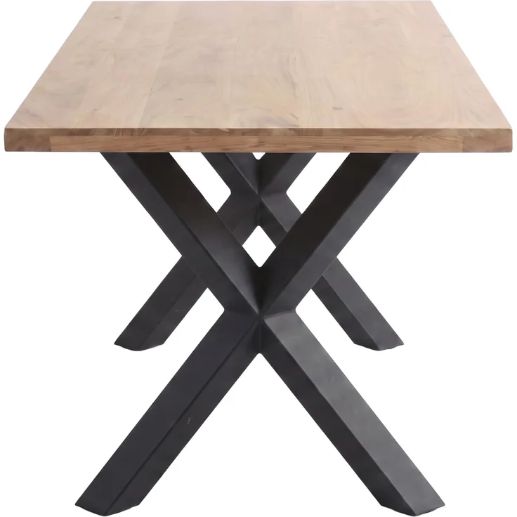 LC Home Esstisch »Verto« 160x90 cm Akazie massiv – Massivholztisch mit Baumkante & schwarzem X-Gestell – Bild 5