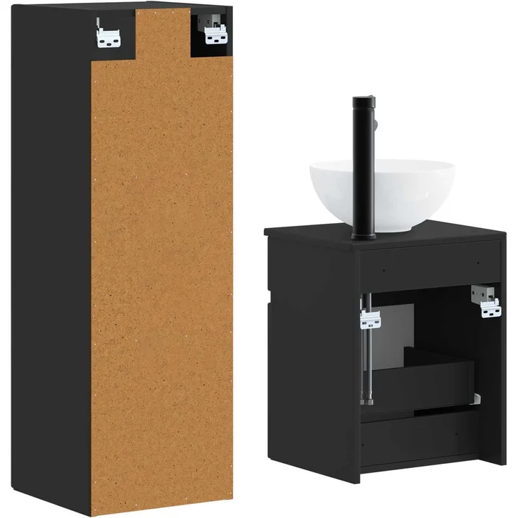 vidaXL Badezimmerschrank-Set 2 stk. Schwarz 33 x 34,5 x 100 cm 3406134 – Bild 5