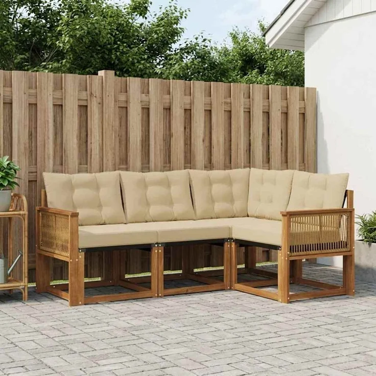 vidaXL Outdoor-Sofagarnitur 4 stk. 4-Sitzer Natur und Beige 3381925 – Bild 1