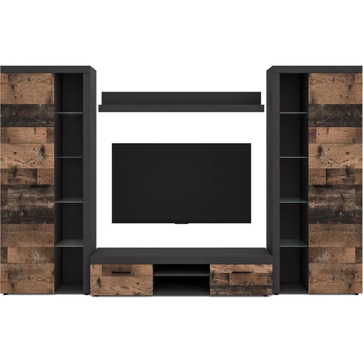 AX LIVING Spacoro XL Wohnwand grau modern Matera Oldwood 300 ohne LED – Bild 2