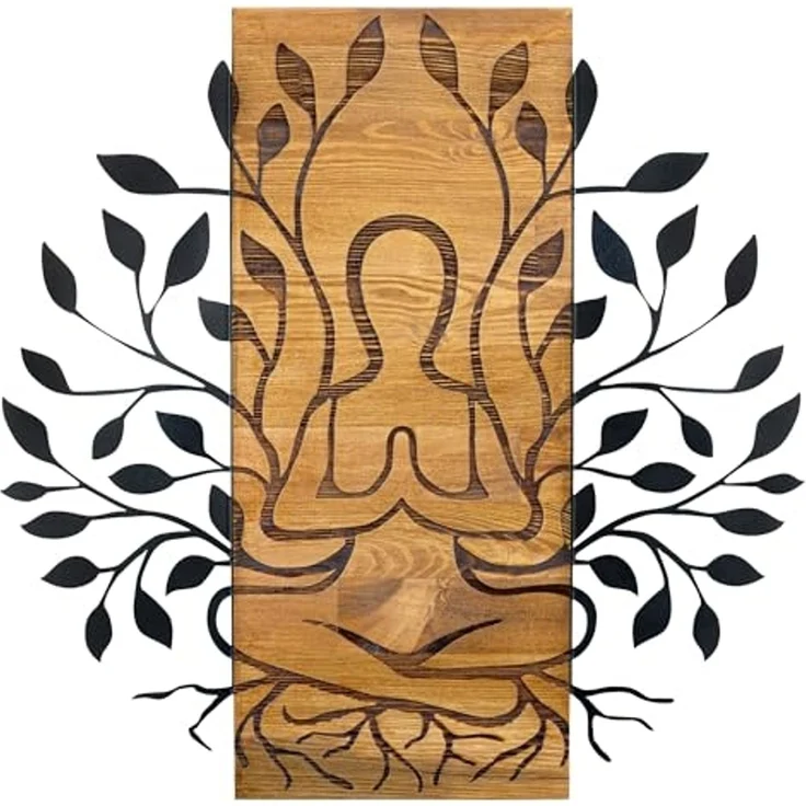 Wallity 'Meditation' Dekoratives Wandaccessoire aus Holz, Schwarznuss, 57,5 x 58 cm – Bild 1