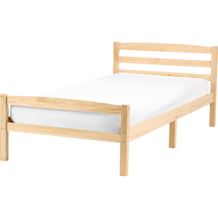 Bett mit Lattenrost Kiefernholz ECHALLON 90 x 200 cm Hellbraun
