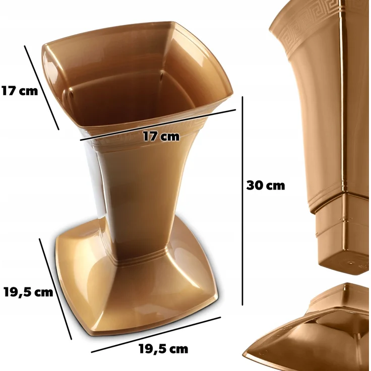KADAX Vase für Friedhofsphiole, Grabstein, 30 cm, Gold – Bild 3