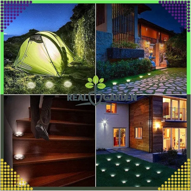 LA CUTE LED Solarleuchte 4x Solar LED Bodenleuchten mit Dämmerungssensor für Außen, 8 integrierte LEDs pro Lampe, solarbetrieben, Wetterfeste Solar-Bodenleuchten mit Dämmerungssensor