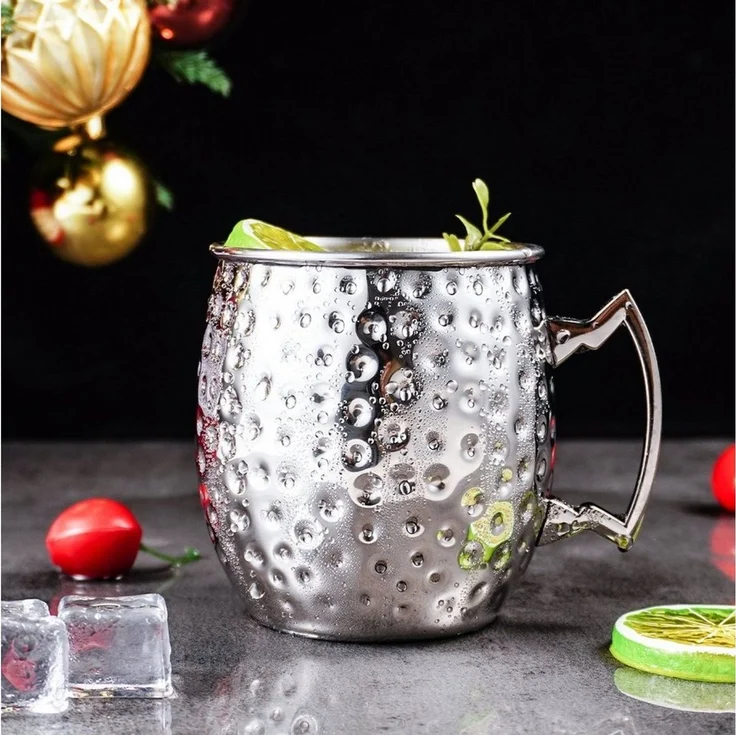 500 ml Handgemachter Becher Kupferbeschichtet Silber – Bild 4