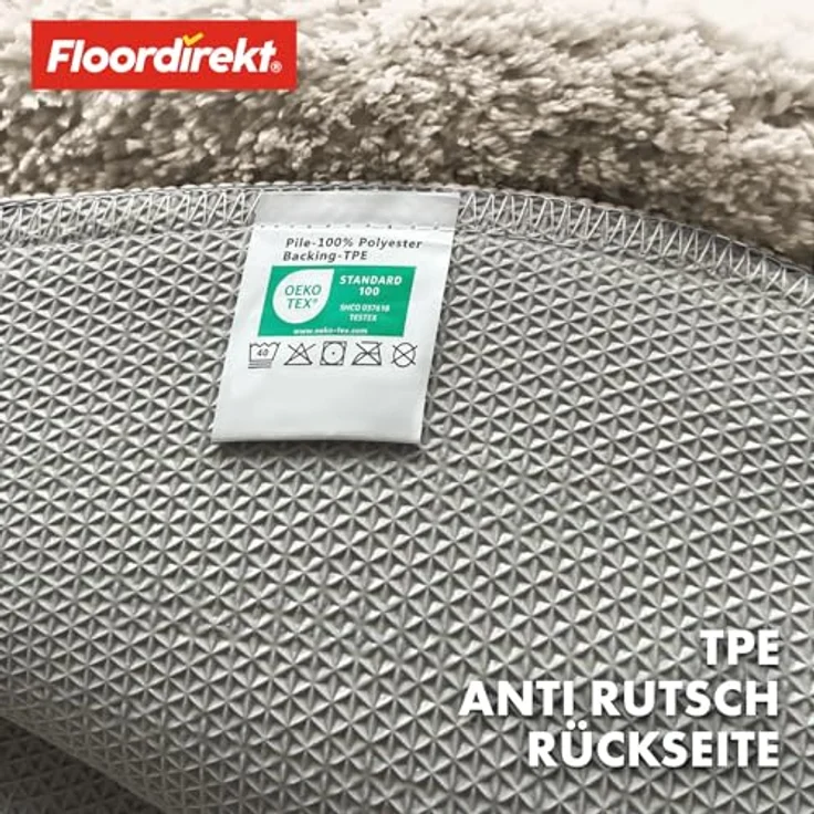 Floordirekt Badematte Sky, Rund, Rutschfest und Waschbar, Flauschige Mikrofaser in Ivory, 120 cm – Bild 3