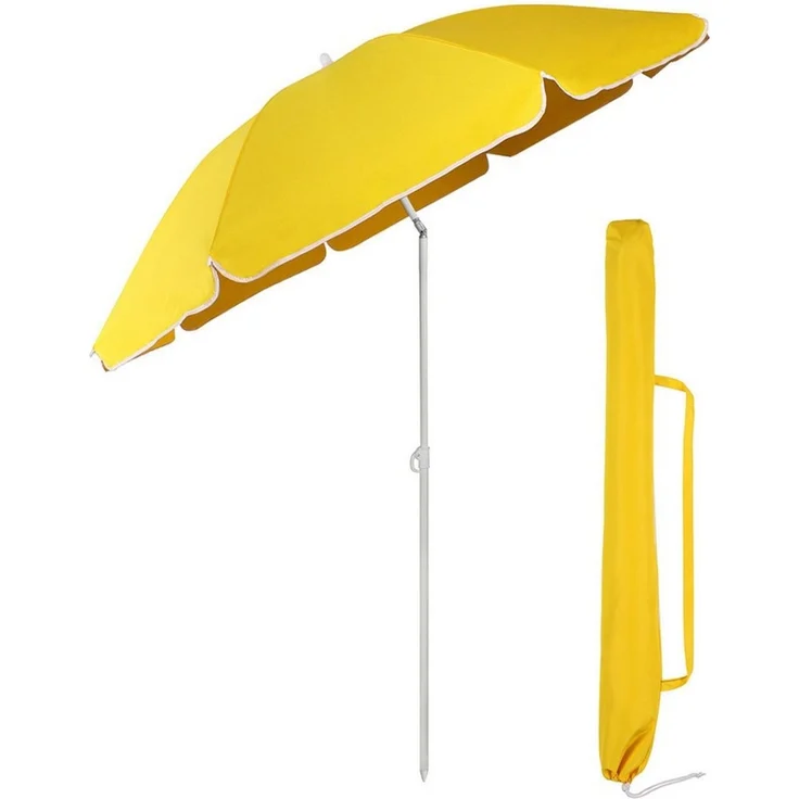 Sekey Sonnenschirm Ø 180 cm Balkonschirm Rund Strandschirm Sonnenschirm mit Schutzhülle, LxB: 180x180 cm, Neigungswinkel verstellbar, Höhe verstellbar, mit Tragetasche – Bild 1