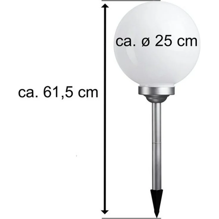 Gartenkugel mit 4 weißen LEDs, inkl Erdspieß, ca. 66,5 cm hoch, moderne Kugelleuchte (warm-weiß, ca. Ø 30 cm) – Bild 4