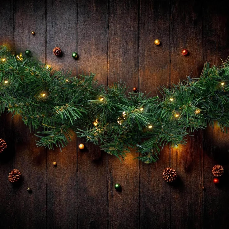 Spetebo LED-Girlande Weihnachts-Girlande grün mit Lichterkette 270 cm, 35-flammig, Künstliche Tannen Girlande mit Lichterkette und Timer - Outdoor – Bild 8