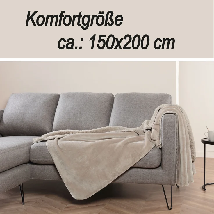 Kuscheldecke "Teddy Fleece" Sherpa/Flanell, 150x200cm Beige – Bild 5