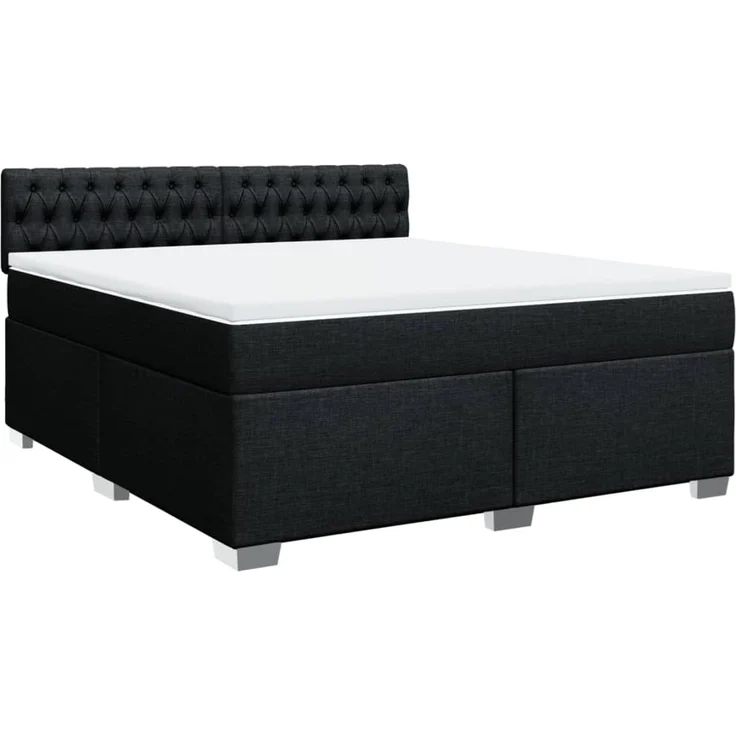 vidaXL Boxspringbett mit Matratze Schwarz 180x200 cm Stoff 3285976 – Bild 2