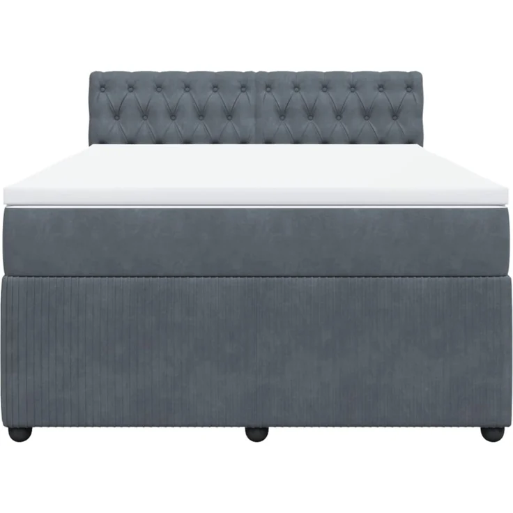 vidaXL Boxspringbett, mit Matratze, Samt Dunkelgrau, 140x200 cm – Bild 4
