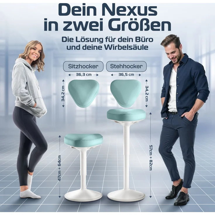 CLOUVOU Nexus, ergonomischer Stehhocker, stufenlos höhenverstellbar, Anti-Rutsch-Standfuß, Mint – Bild 2