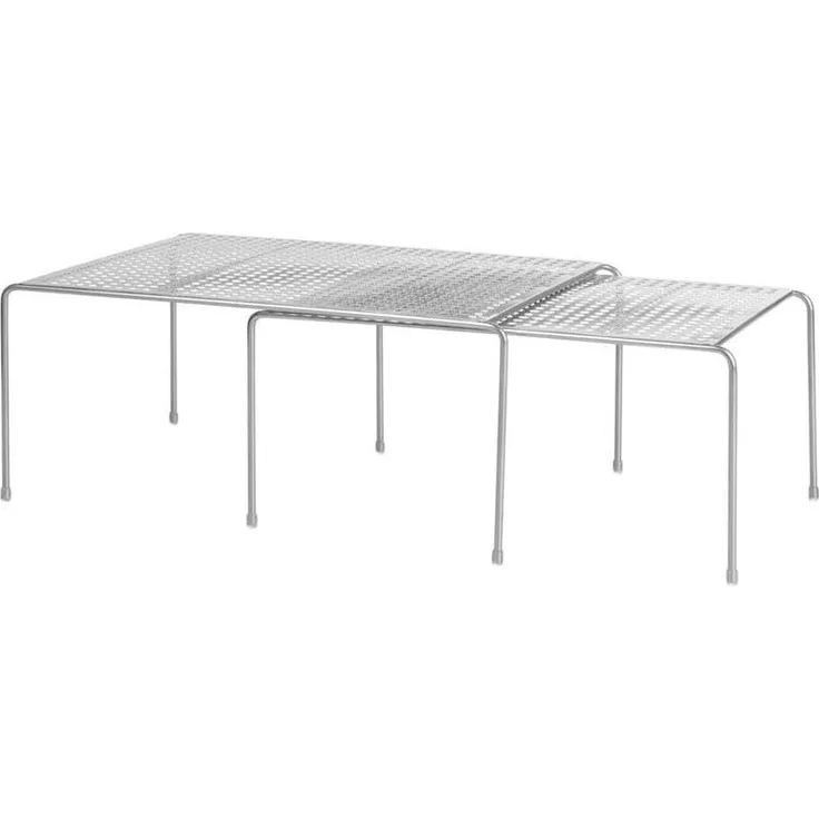 Küchenregal Geschirrablage ausziehbar Organizer Küche mDesign 2-teilig Silber