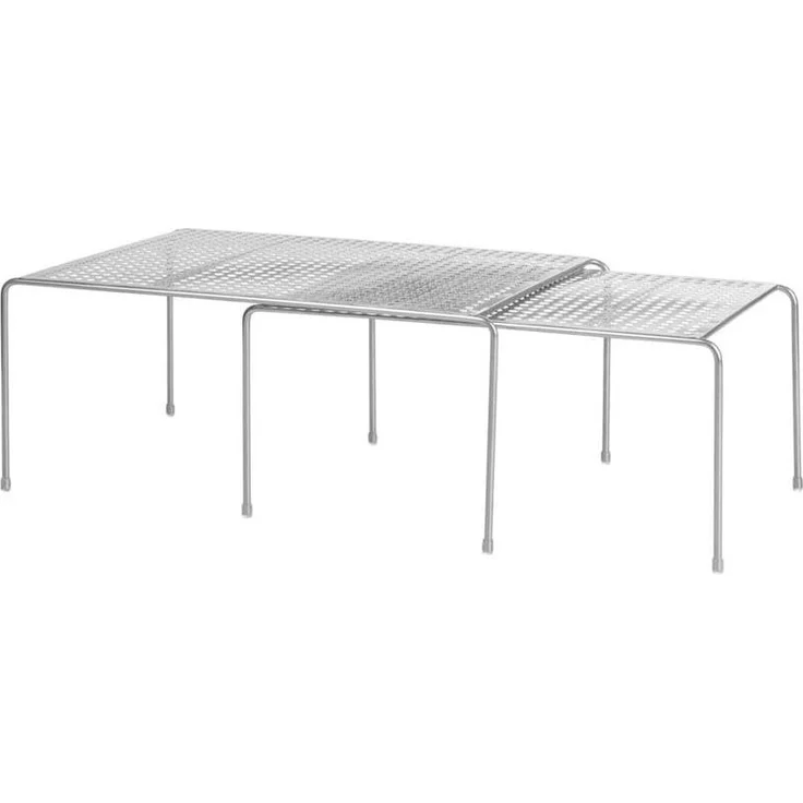 Küchenregal Geschirrablage ausziehbar Organizer Küche mDesign 2-teilig Silber – Bild 1