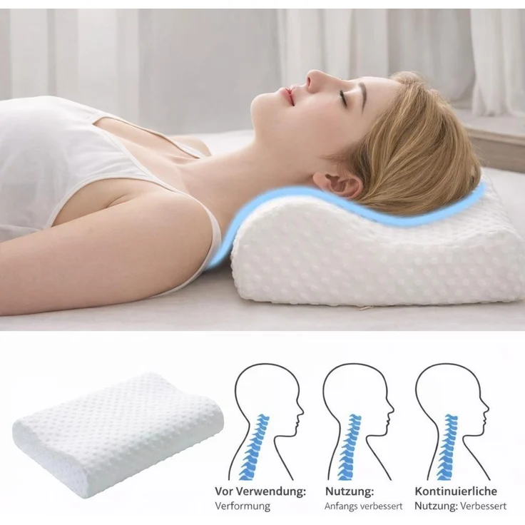 YaLiva Decor Kopfkissen ergonomisches Nackenkissen mit Memory Foam, extra weich, orthopädisch für Seiten- & Rückenschläfer, weiß, 50 x 30 x 10 cm – Bild 6