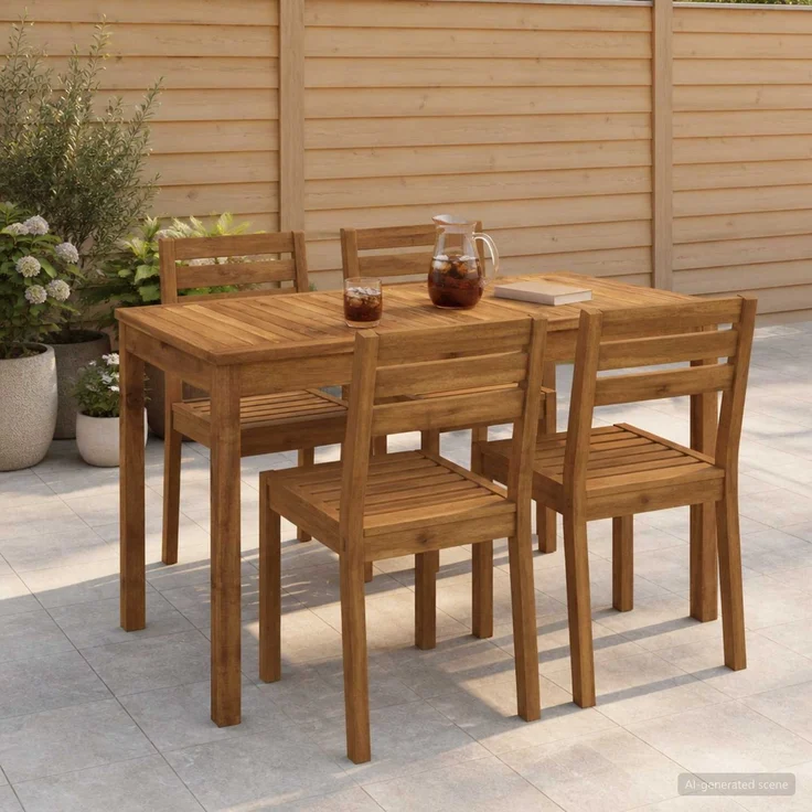 vidaXL Gartentisch LAREN Natur 108,5 x 55 x 75 cm Massivholz Akazie 901249 – Bild 1