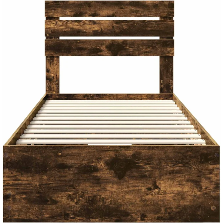 vidaXL Bettrahmen Geräucherte Eiche 100x200 cm Ingenieurs Holz 3411527 – Bild 7