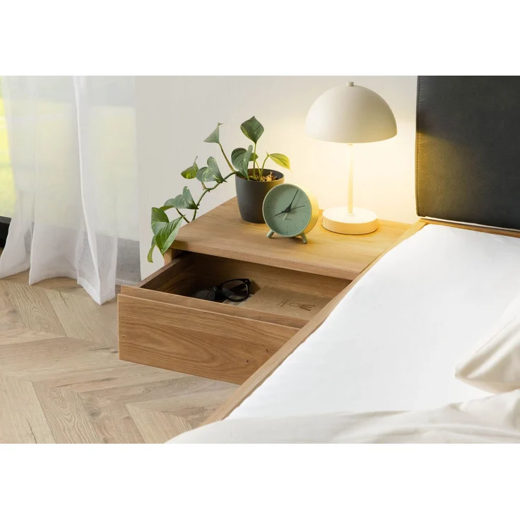 Bett mit Nachttisch links Eiche 160x200x85 natur geölt, Kopfteil anthrazit FICHTELBERG #50 – Bild 4