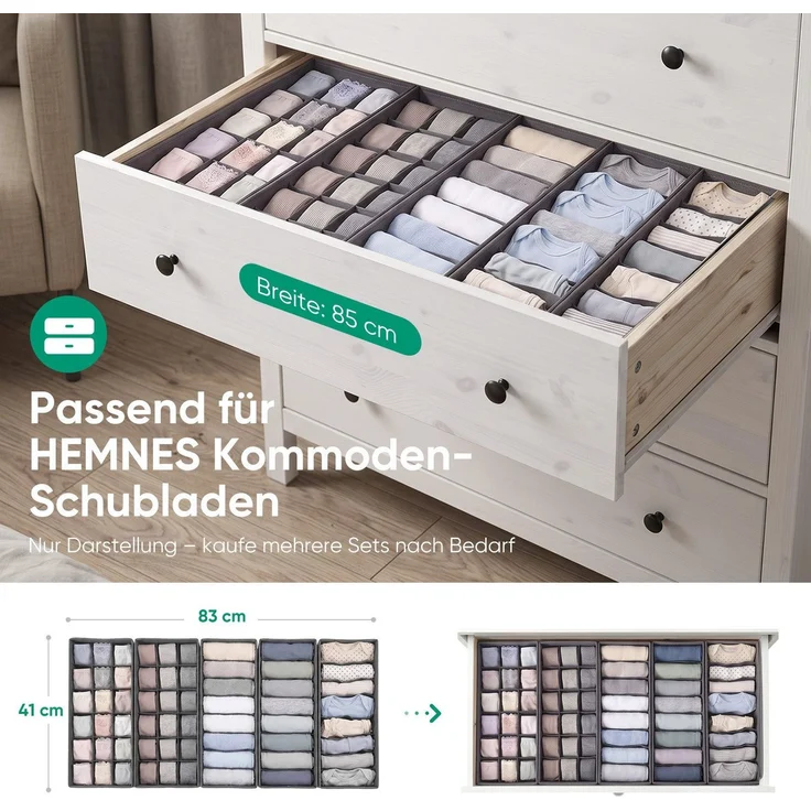 Sekey Aufbewahrungsbox Schubladen Organizer aus Vliesstoff Faltbare Aufbewahrungsboxen mit Fächer für HEMNES 108(60 Fächer) – Bild 8