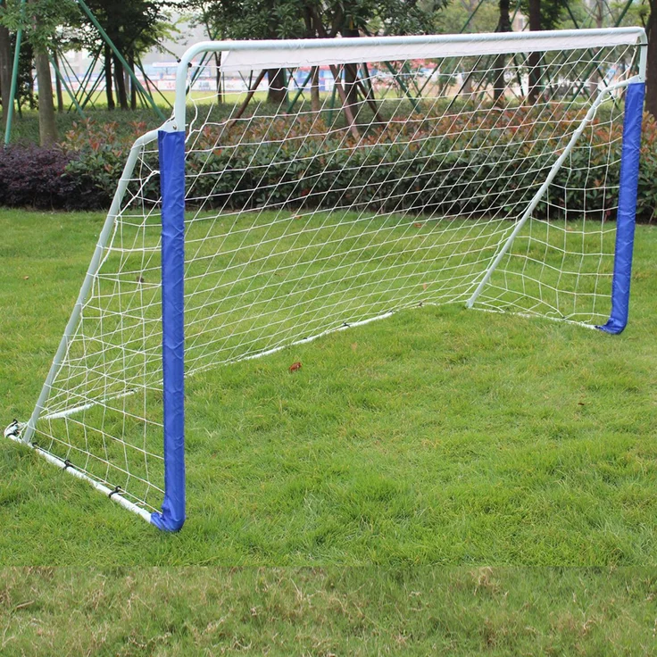 LVHOM Fußballtor 244x152 cm, klappbares Trainingstor aus Stahl, Jugendfußballtor mit Bodenankern für Garten, Weiß & Blau – Bild 2