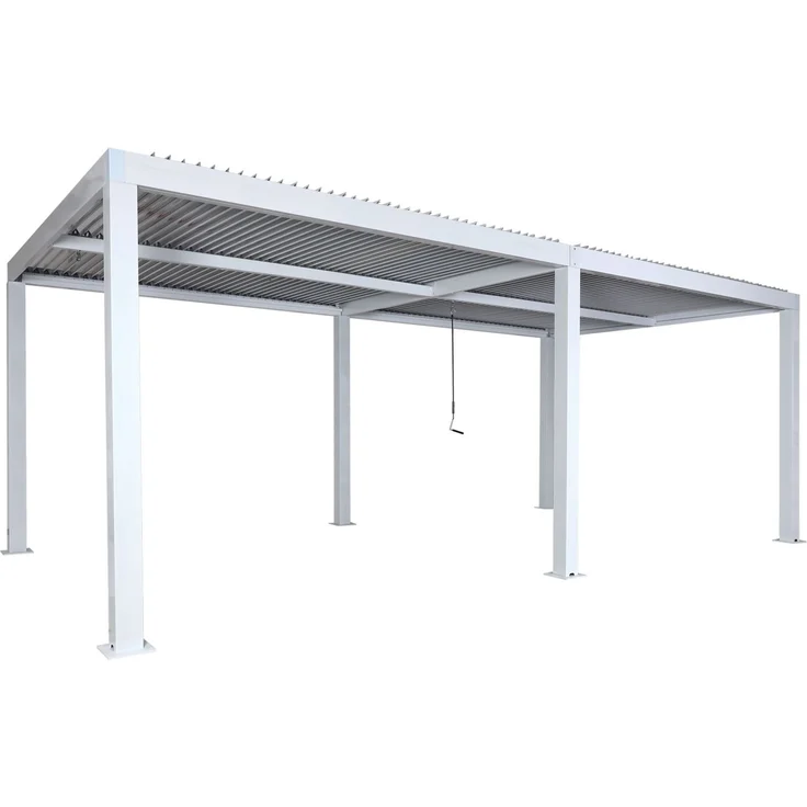 Mendler 'HWC-L46' Pergola, Regenrinne sturmfest, Aluminium weiß, 3x6 m – Bild 5