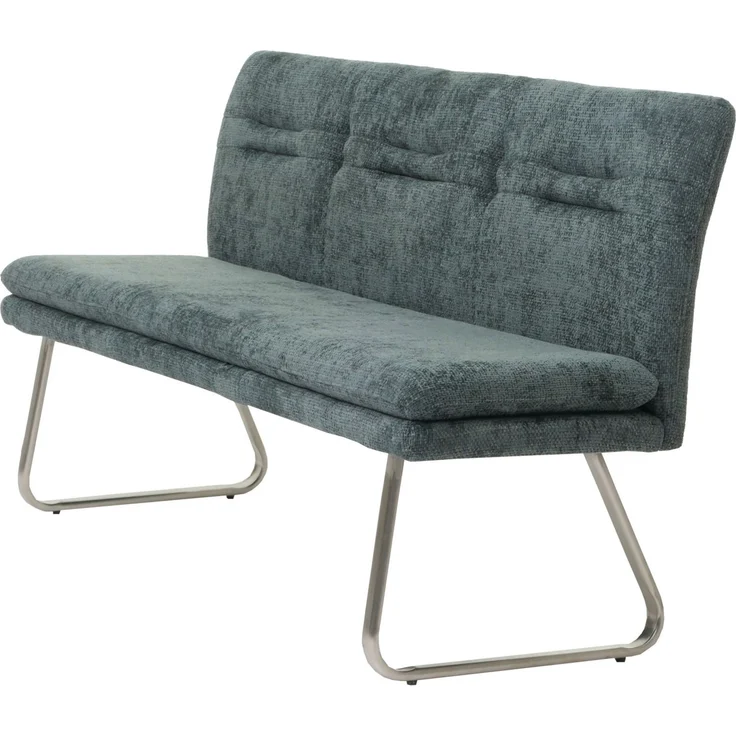 Sitzbank HWC-H70, Esszimmerbank Bank Polsterbank, Lehne Stoff/Textil Chenille Edelstahl gebürstet 180cm ~ blau-grün – Bild 6
