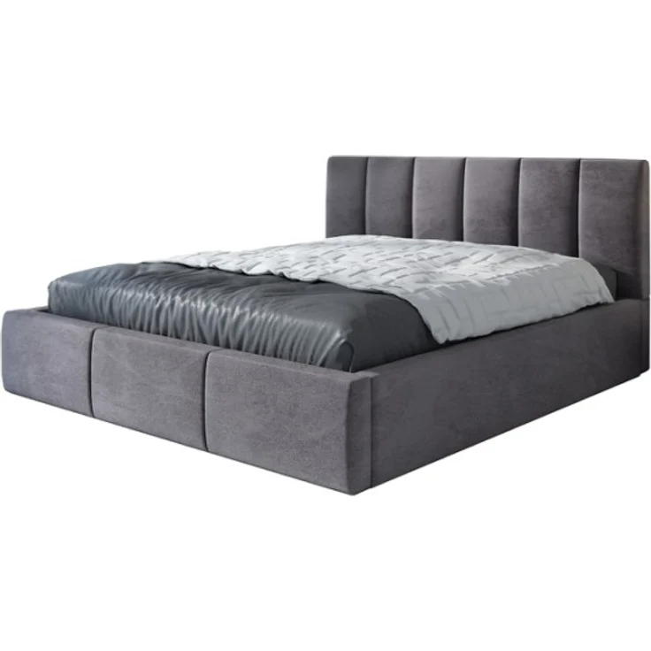 Polsterbett LISI-OM 120x200 mit Bettkasten und Lattenrost. Farbe: Grau 16 – Bild 1
