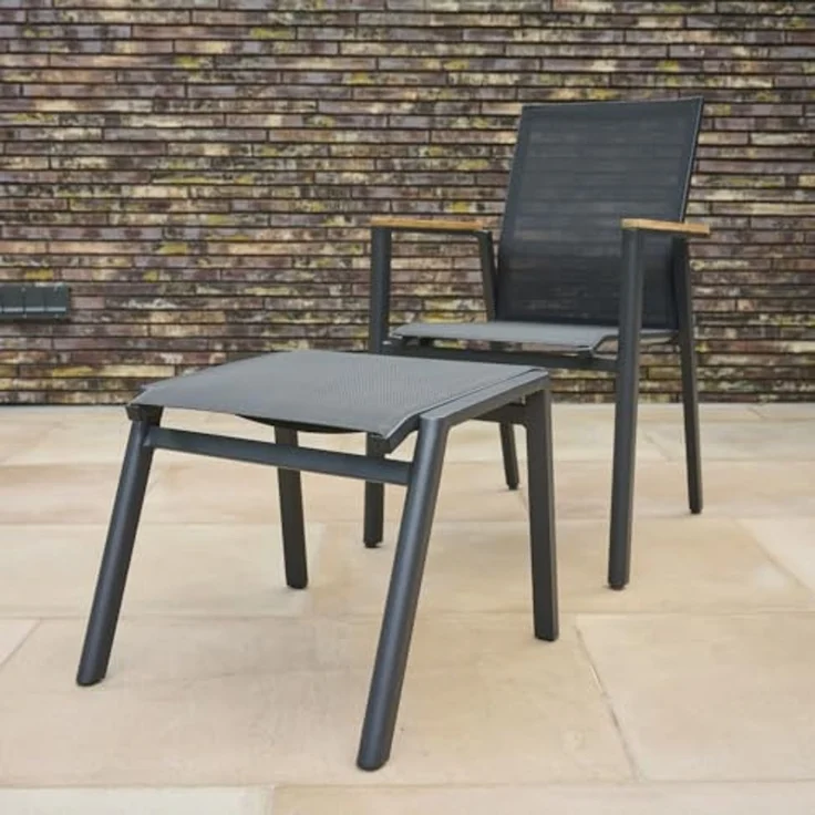 Siena Garden Bologna Stapelsessel - Teak FSC/Aluminiumgestell & Ranotex®, schwarz (T88489) – Bild 2