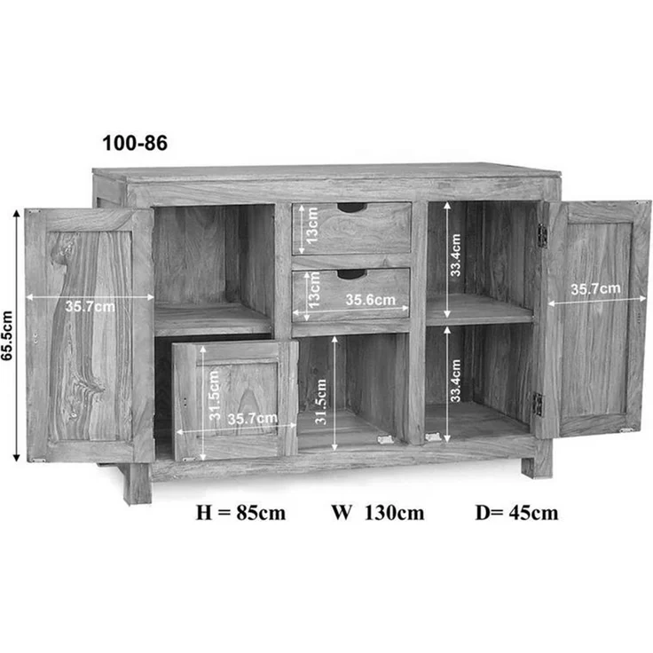 Sideboard Sheesham 130x45x85 grau geölt NATURE GREY #86 – Bild 6
