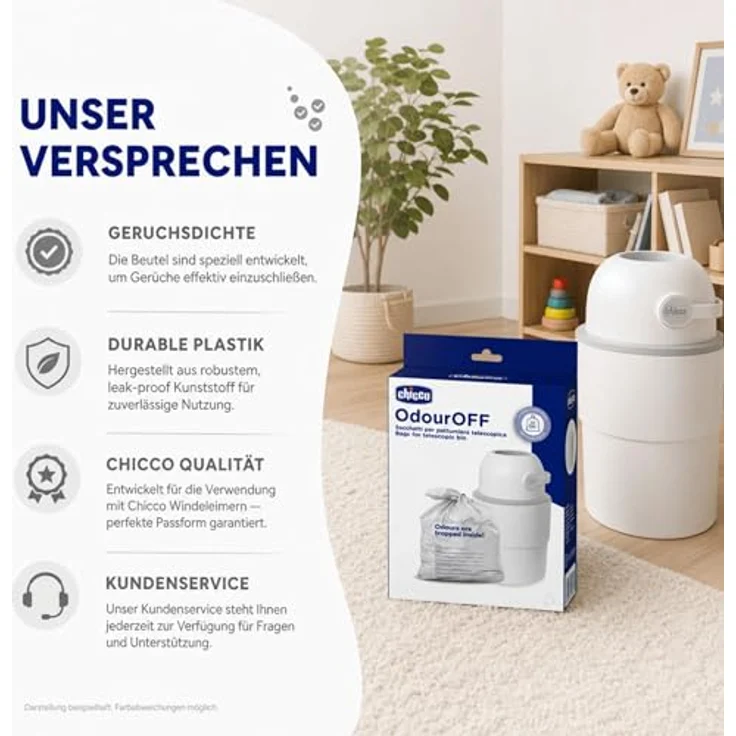 Chicco Windeleimer Nachfüllpack & Windel Blaubaer | geruchsdichte & auslaufsichere Beutel | Für saubere und geruchsfreie Wickelbereiche | Nachfüllkassette, Nachfüllfolie für Windeleimer – Bild 9
