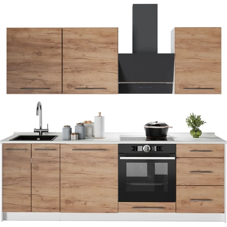 Küchenzeile Fame-Line Goldkraft Eiche/Weiß 230 cm, AP Eiche Vicco – Bild 5