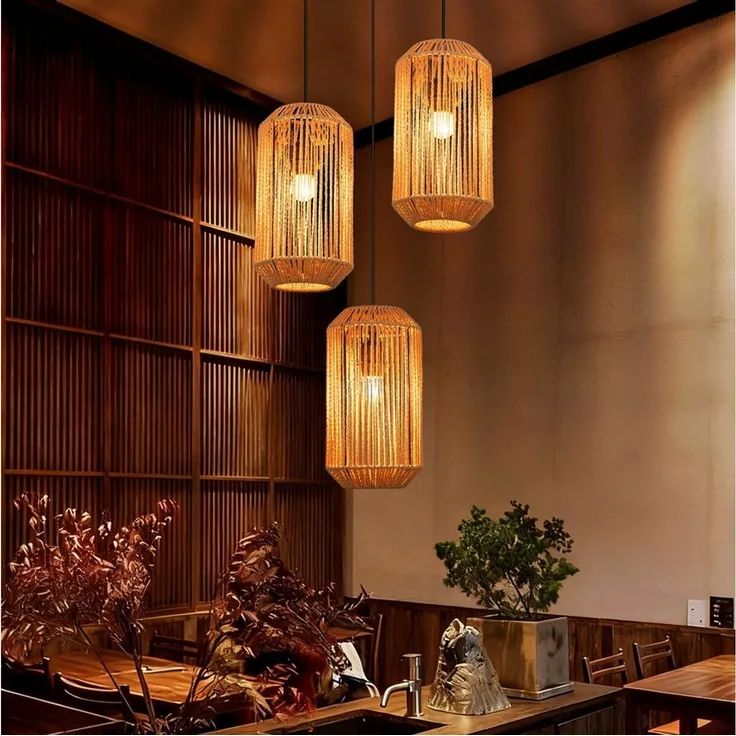 Nettlife Pendelleuchte Rattan Hängeleuchte 3 flammig Boho E27 für Esszimmer Wohnzimmer, Ohne Leuchtmittel, für Esstisch Esszimmer Schlafzimmer Wohnzimmer