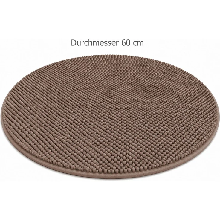 heimtexland Badematte Badvorleger Chenille Badteppich Duschvorleger, rutschhemmend beschichtet, Fußbodenheizung geeignet, schnell trocknend, strapazierfähig, fußbodenheizungsgeeignet, rutschfest, saugstark, Polyester, rund, Rund 60 cm, Hochflor, super ... – Bild 3