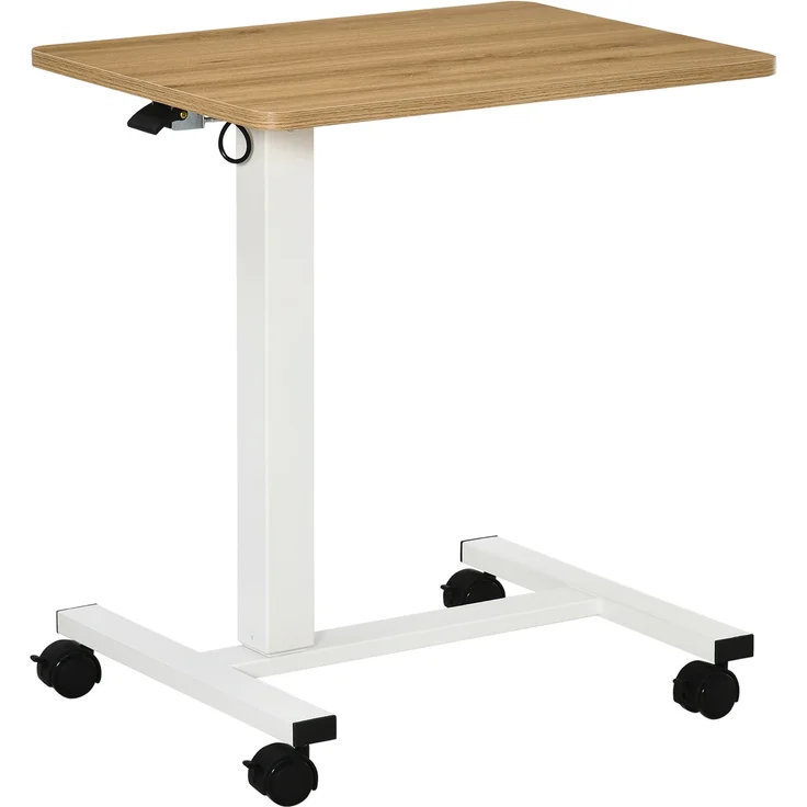 Steh-Sitz Schreibtisch höhenverstellbar mit Rollen C-förmig platzsparend Laptoptisch Natur Weiß 70-110 cm bis 70 kg--Natürlich--65x48x110cm--YOUDENOVA – Bild 1