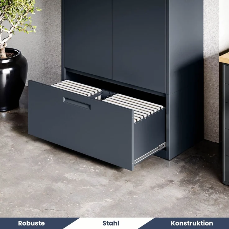 Metallschrank mit Hohe Schublade RUEL - 195x90x40cm Anthrazit | Büroschrank Aktenschrank Stahlschrank Fachbodenschrank Werkstattschrank – Bild 4