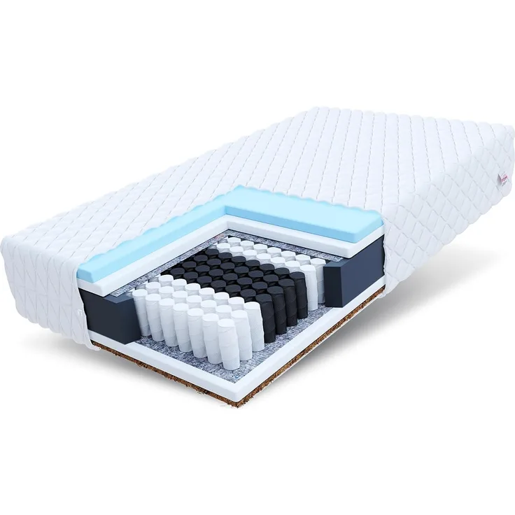 FDM Laval MAX Taschenfederkernmatratze 160x200 cm 9-Zonen Matratze Härtegrad H3/H4 (Mittelhart/Hart) 26 cm Höhe Hybrid Foam Kokosfasereinlage Federkern Bezug Abnehmbar Waschbar TFK
